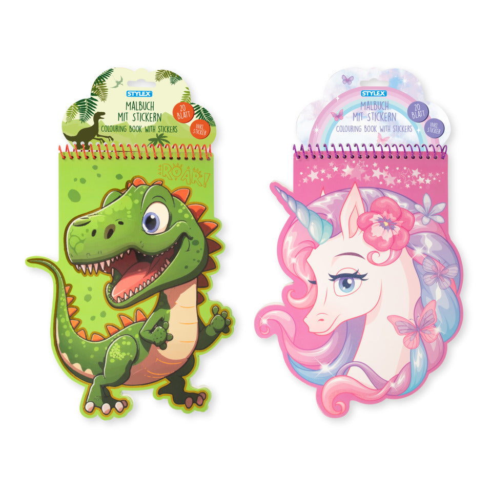 Spiral-Malbuch Dino + Einhorn, 30 x 23 cm, sortiert STYLEX 77088 STYLEX 77088 30x23.5cm