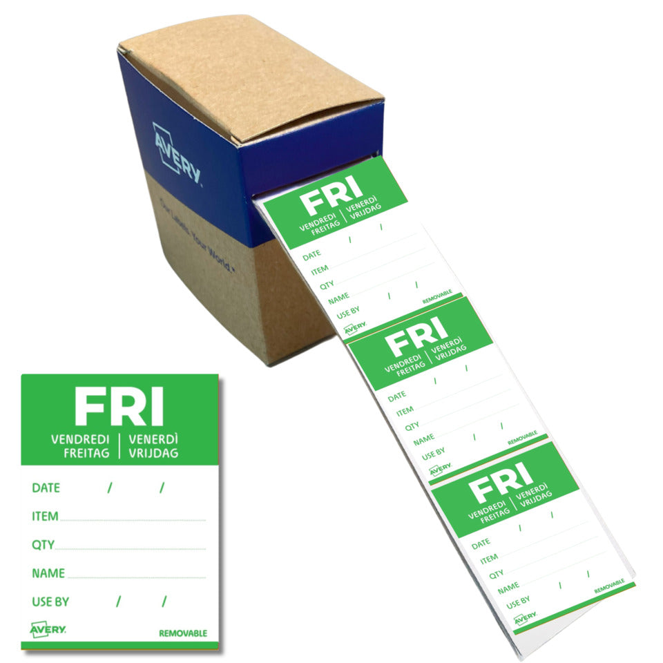 Rollenetiketten Freitag, 40 x 56 mm, 500 Stück, grün AVERY ZWECKFORM DLDFRIREV-500