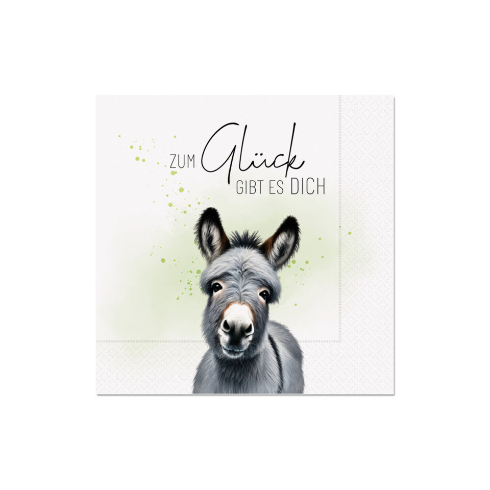 Motivserviette Lucky Friends Esel - Zum Glück gibt es Dich, 33 x 33 cm, 3-lagig FÜR DICH 130804 FÜR DICH 130804 33cm