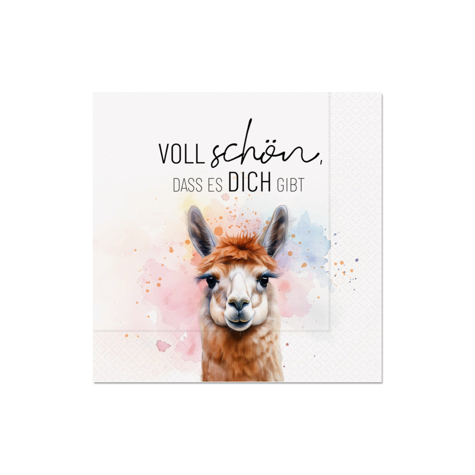 Motivserviette Lucky Friends Lama - Voll schön, dass es dich gibt, 33 x 33 cm, 3-lagig FÜR DICH 130806 FÜR DICH 130806 33cm