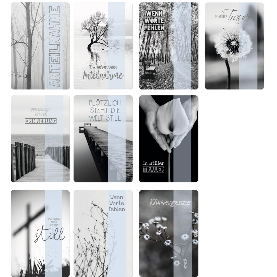 Grusskarten Trauer Black & White, 50er, sortiert PAPER STYLE 81-0255 PAPERSTYLE 81-0255