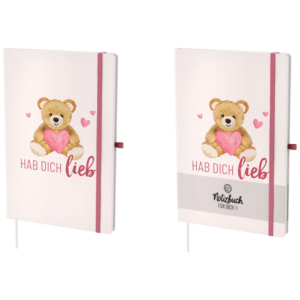Notizbuch Liebe Wünsche Teddy - Hab dich lieb, A5, 96 Seiten, liniert FÜR DICH 197389 FÜR DICH 197389 A5 liniert
