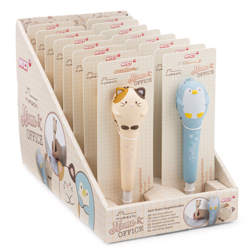 Anti-Stress Kugelschreiber mymochi, 2 Designs, 16 Stück NICI 63189 NICI 63189 2 Designs 16 Stück im Display