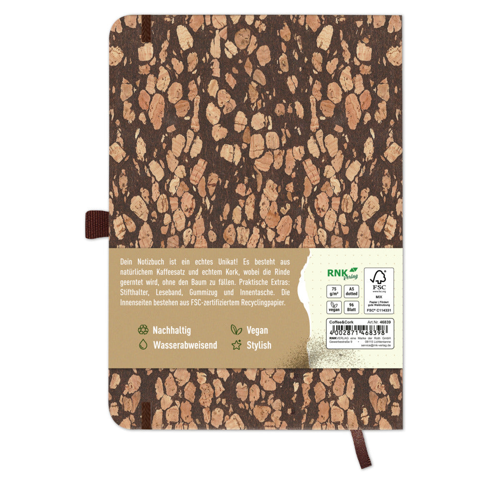 Notizbuch Eco Coffee&Cork, A5, 75g/m², 96 Blatt, dotted RNK 46839 RNK 46839 dotted 96BL 75g/m²