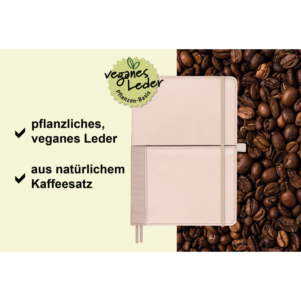 Notizbuch Vegan Coffee A5, 75g/m², 96 Blatt, kariert RNK 46846 RNK 46846 kariert 96BL. 75g/m²