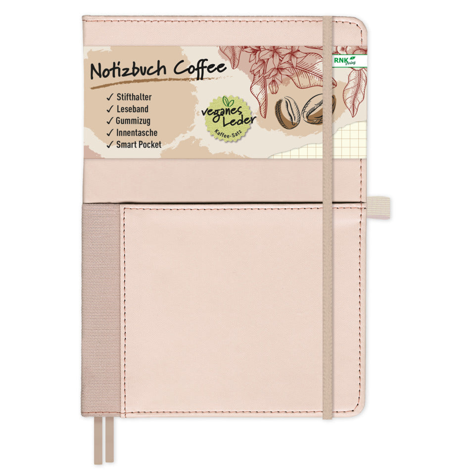 Notizbuch Vegan Coffee A5, 75g/m², 96 Blatt, kariert RNK 46846 RNK 46846 kariert 96BL. 75g/m²