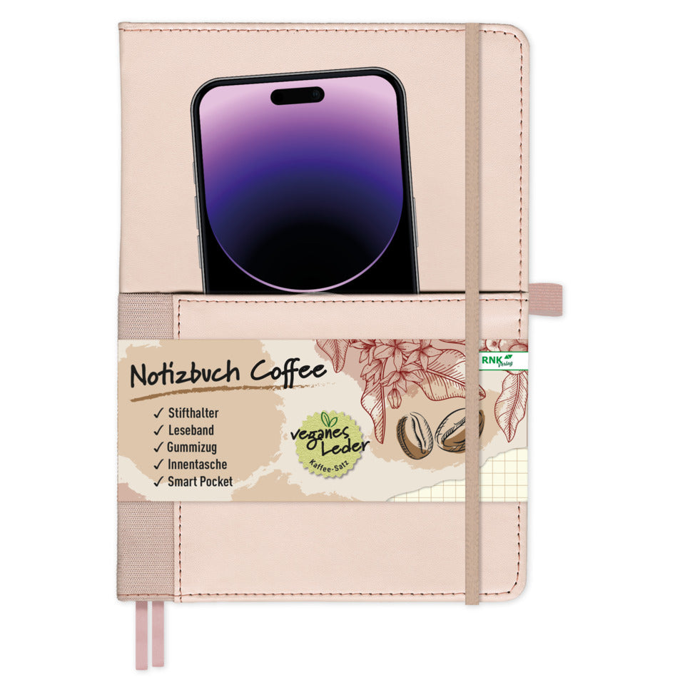Notizbuch Vegan Coffee A5, 75g/m², 96 Blatt, kariert RNK 46846 RNK 46846 kariert 96BL. 75g/m²