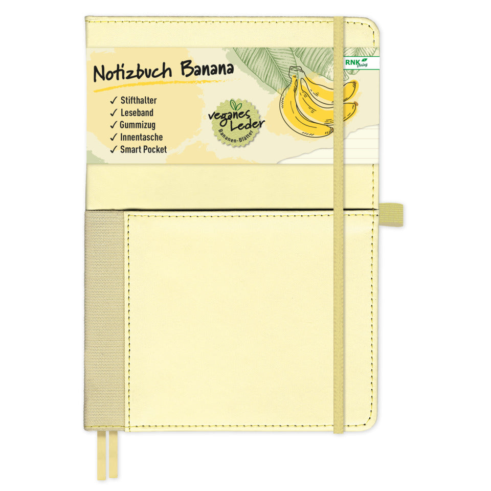 Notizbuch Vegan Banana, A5, 75g/m², 96 Blatt, liniert RNK 46847 RNK 46847 liniert 96BL 75g/m²