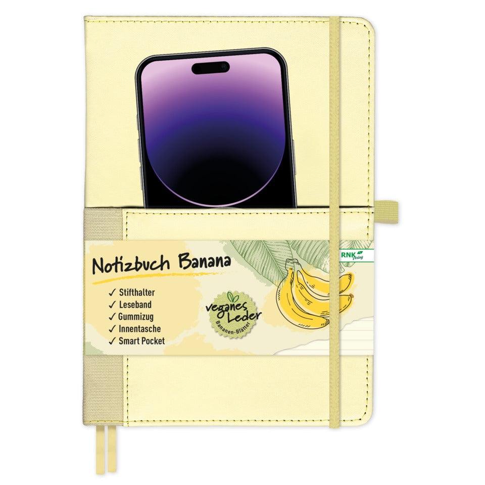 Notizbuch Vegan Banana, A5, 75g/m², 96 Blatt, liniert RNK 46847 RNK 46847 liniert 96BL 75g/m²
