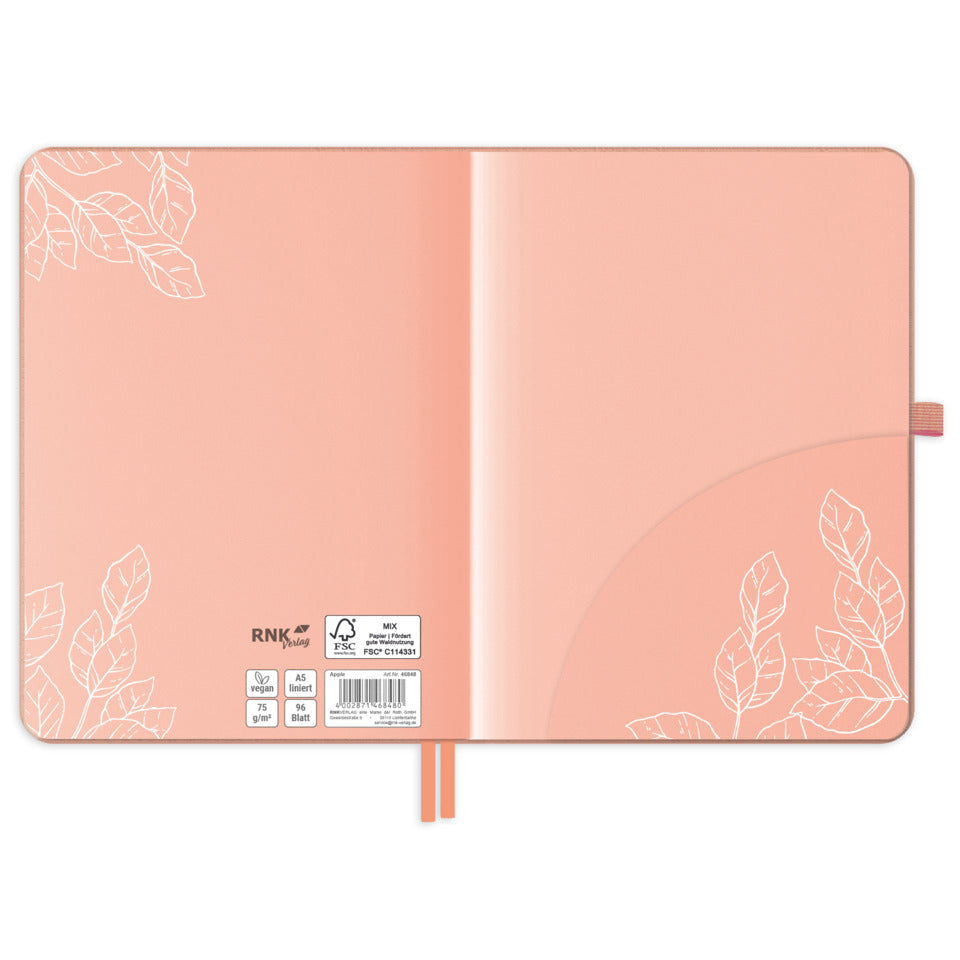 Notizbuch Vegan Apple, A5, 75g/m², 96 Blatt, liniert RNK 46848 RNK 46848 liniert 96BL 75g/m²