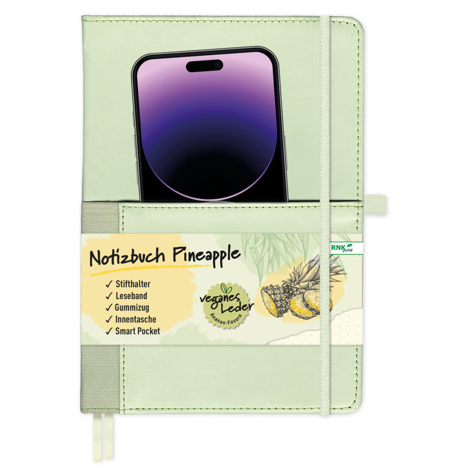 Notizbuch Vegan Pineapple, A5, 75g/m², 96 Blatt, dotted RNK 46849 RNK 46849 dotted 96BL 75g/m²