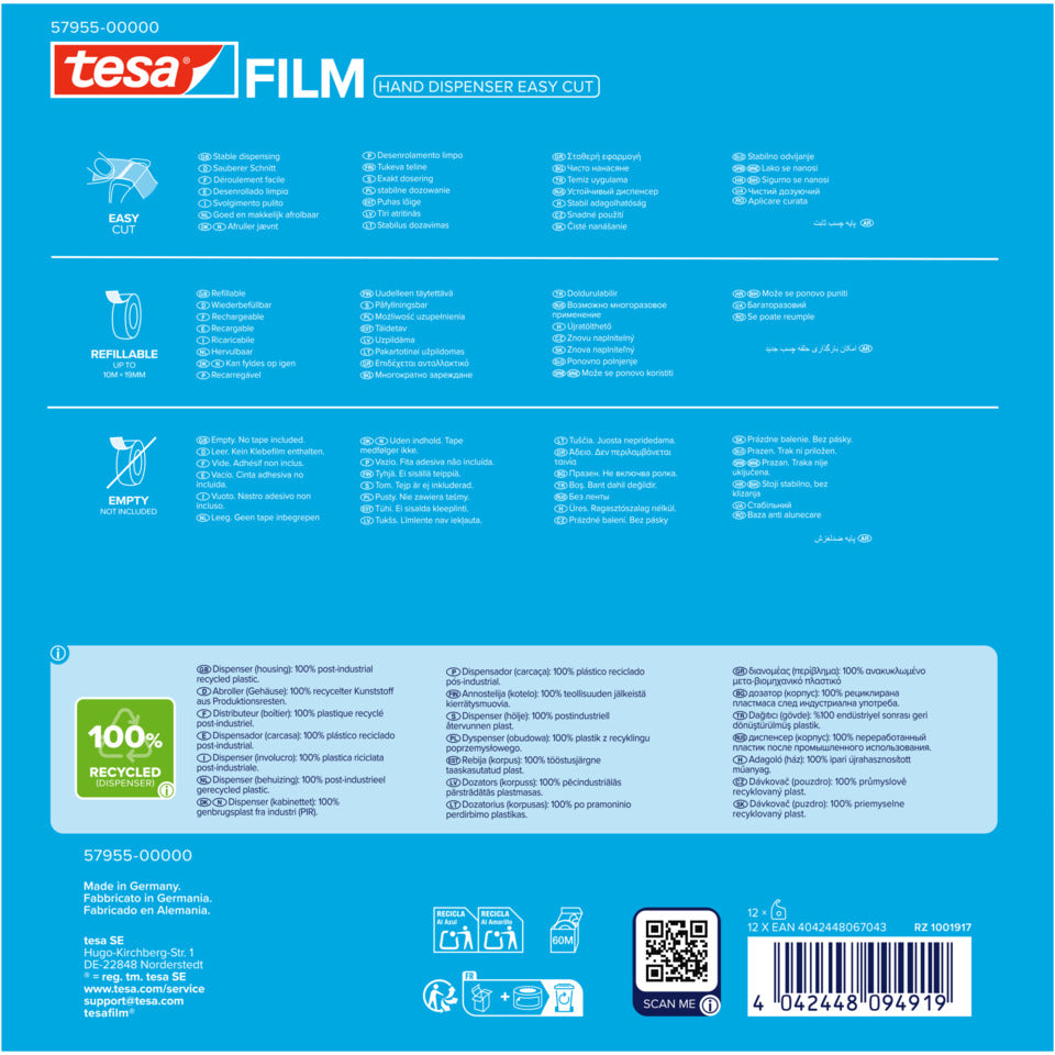 Handabroller EasyCut ecoLogo, 10mx19mm, grün TESA 57955-00000-02 TESA 57955-00000-02 leer eco