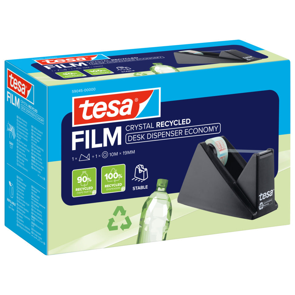 Tischabroller tesafilm® Eco & Crystal Easy Cut Economy+1 Rolle, 10mx19mm, schwarz TESA 59045-00000-01 TESA 59045-00000-01 19mm x10m Desk Disp.