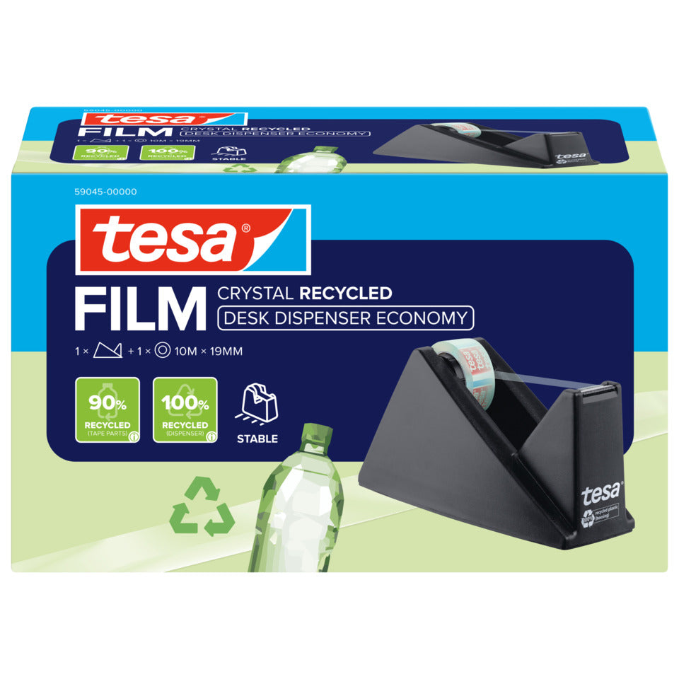 Tischabroller tesafilm® Eco & Crystal Easy Cut Economy+1 Rolle, 10mx19mm, schwarz TESA 59045-00000-01 TESA 59045-00000-01 19mm x10m Desk Disp.