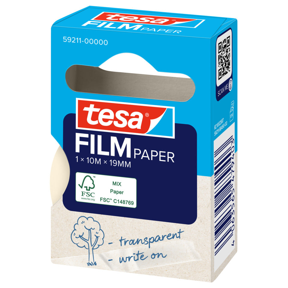 Klebeband tesafilm® Paper, Papier, 10m x 19mm, transparent TESA 59211-00000-00 TESA 59211-00000-00 19mm x10m