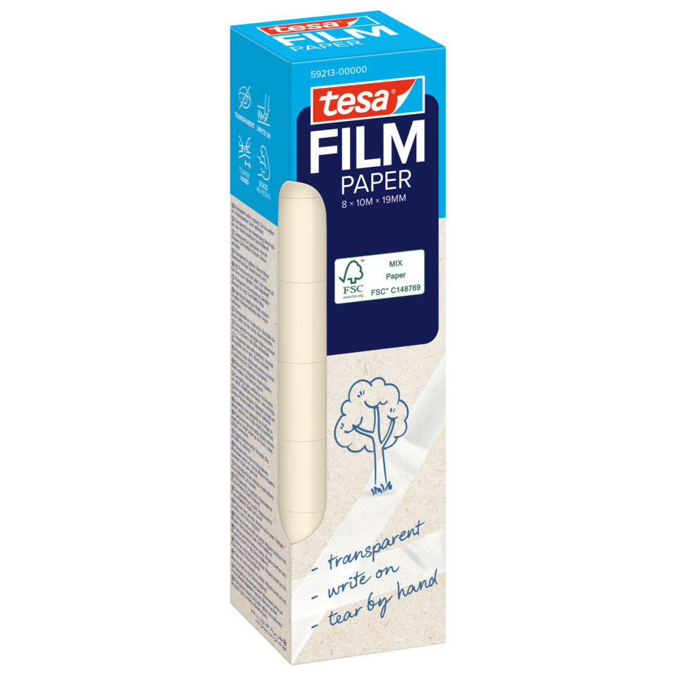 Klebeband tesafilm® Paper, Papier, 8 Rollen a 10m x 19mm, transparent TESA 59213-00000-00 TESA 59213-00000-00 19mm x10m