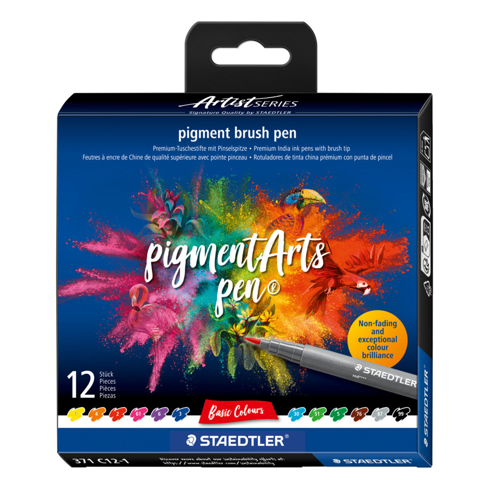 Pigmentlineretui Brush, 12 Farben, sortiert STAEDTLER 371 C12-1