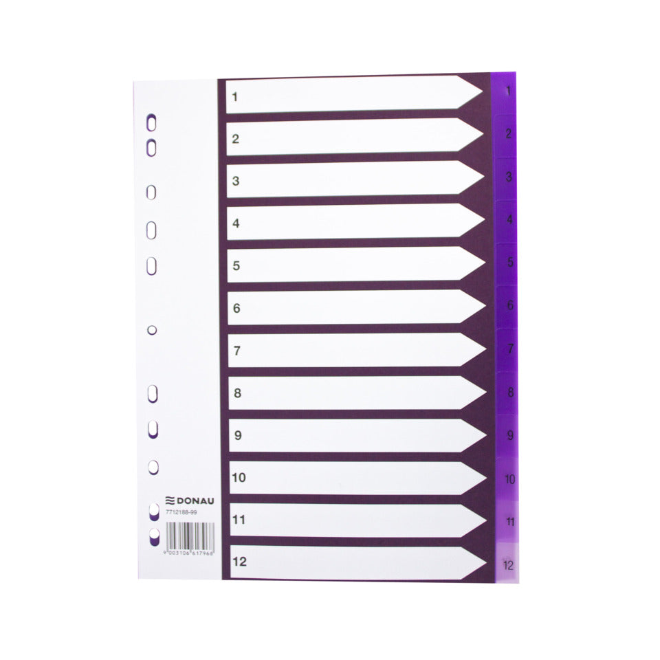 Register Fresh Color, A4, 1-12, sortiert DONAU 7712188-99 DONAU 7712188-99 Fresh Color