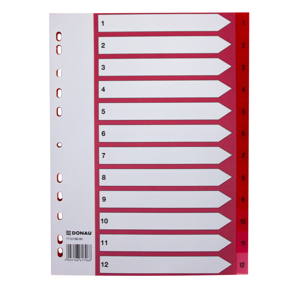 Register Fresh Color, A4, 1-12, sortiert DONAU 7712188-99 DONAU 7712188-99 Fresh Color