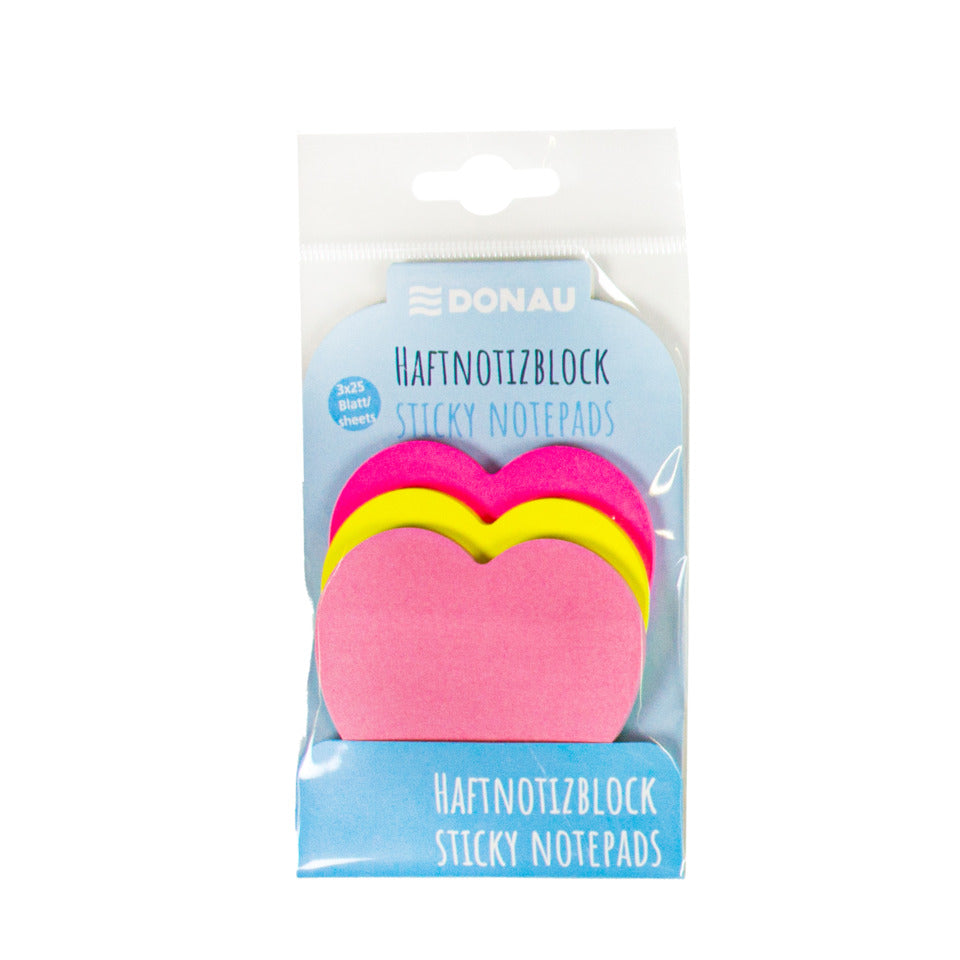 Haftnotizblock Herz Neon, 3 x 25 Blatt DONAU 7580002-02