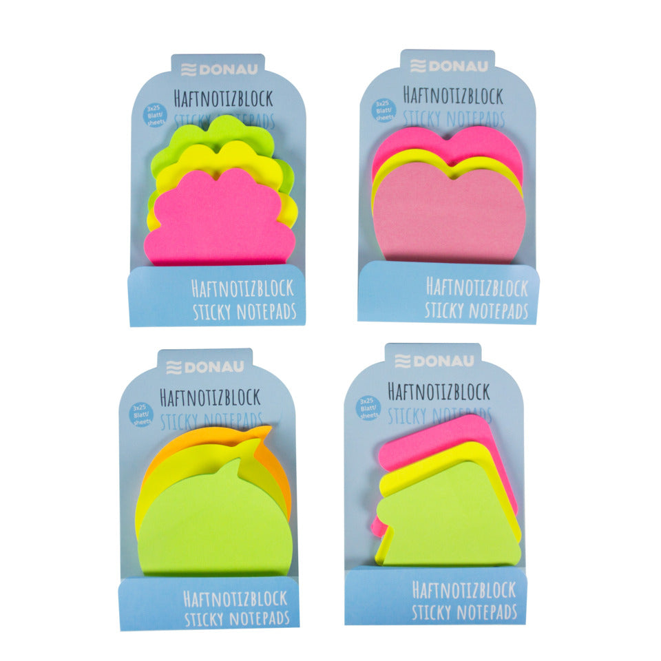 Haftnotizblock Herz Neon, 3 x 25 Blatt DONAU 7580002-02