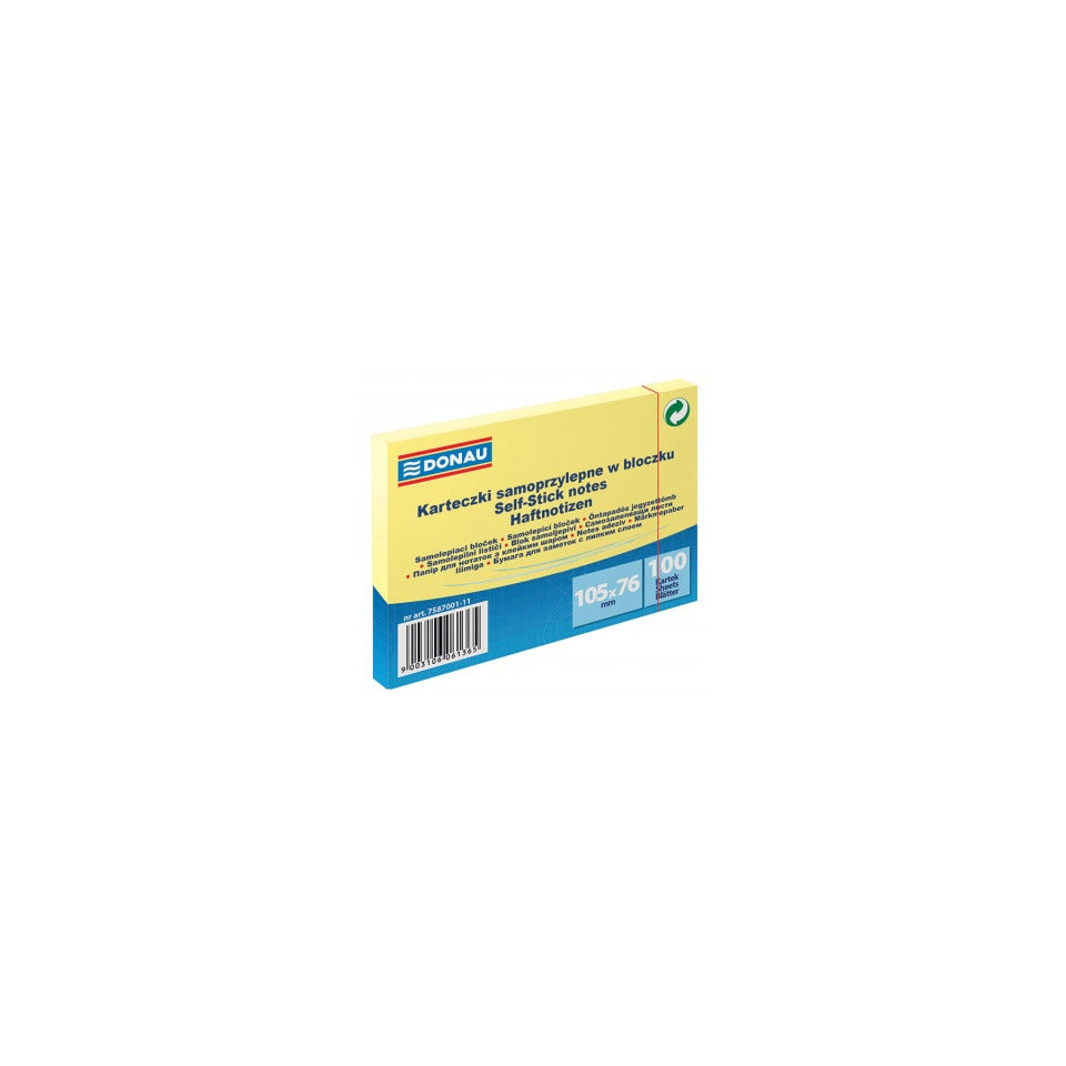 Haftnotizblock, 102 x 76 mm, 100 Blatt, gelb DONAU 7587001-11 DONAU 7587001-11 102x76mm