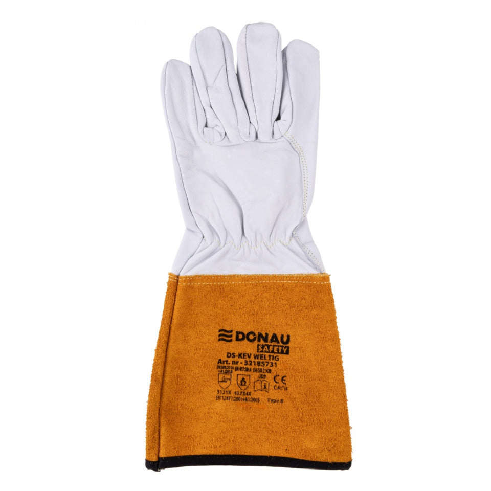 Schutzhandschuh, Größe 10 = XL, Ziegenleder, weiß/gold DONAU 32185731-10 DONAU 32185731-10 WIG-Schw.Ziegenleder
