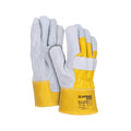 Arbeitshandschuh, Größe 10,5 = XL, Rindsspaltleder, grau/gelb DONAU 32165131-10 DONAU 32165131-10 Rindsspaltleder
