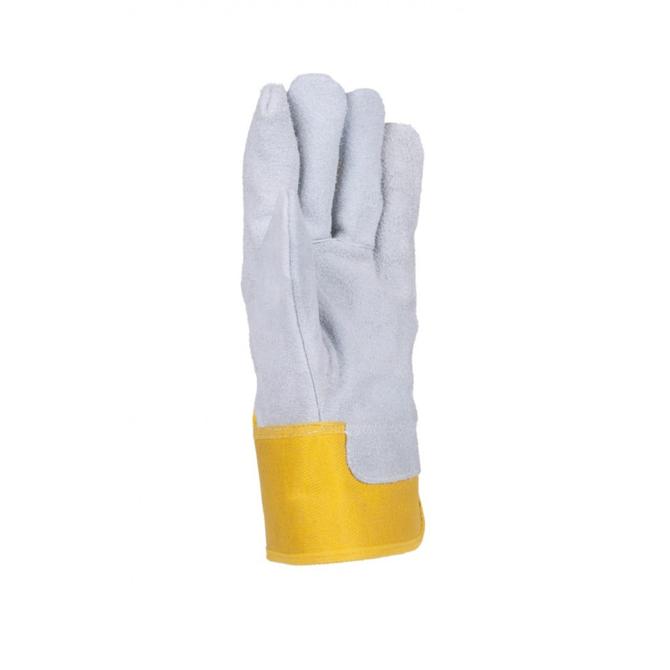 Arbeitshandschuh, Größe 10,5 = XL, Rindsspaltleder, grau/gelb DONAU 32165131-10 DONAU 32165131-10 Rindsspaltleder