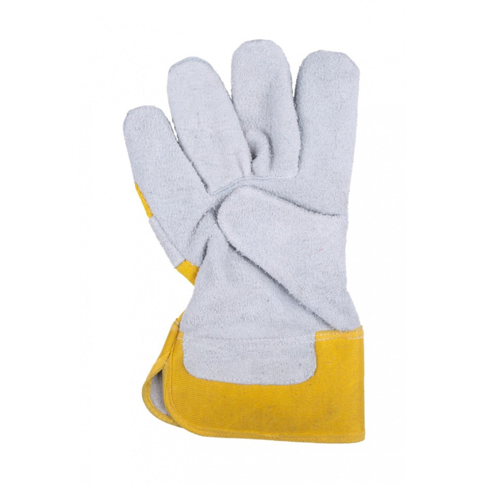 Arbeitshandschuh, Größe 10,5 = XL, Rindsspaltleder, grau/gelb DONAU 32165131-10 DONAU 32165131-10 Rindsspaltleder