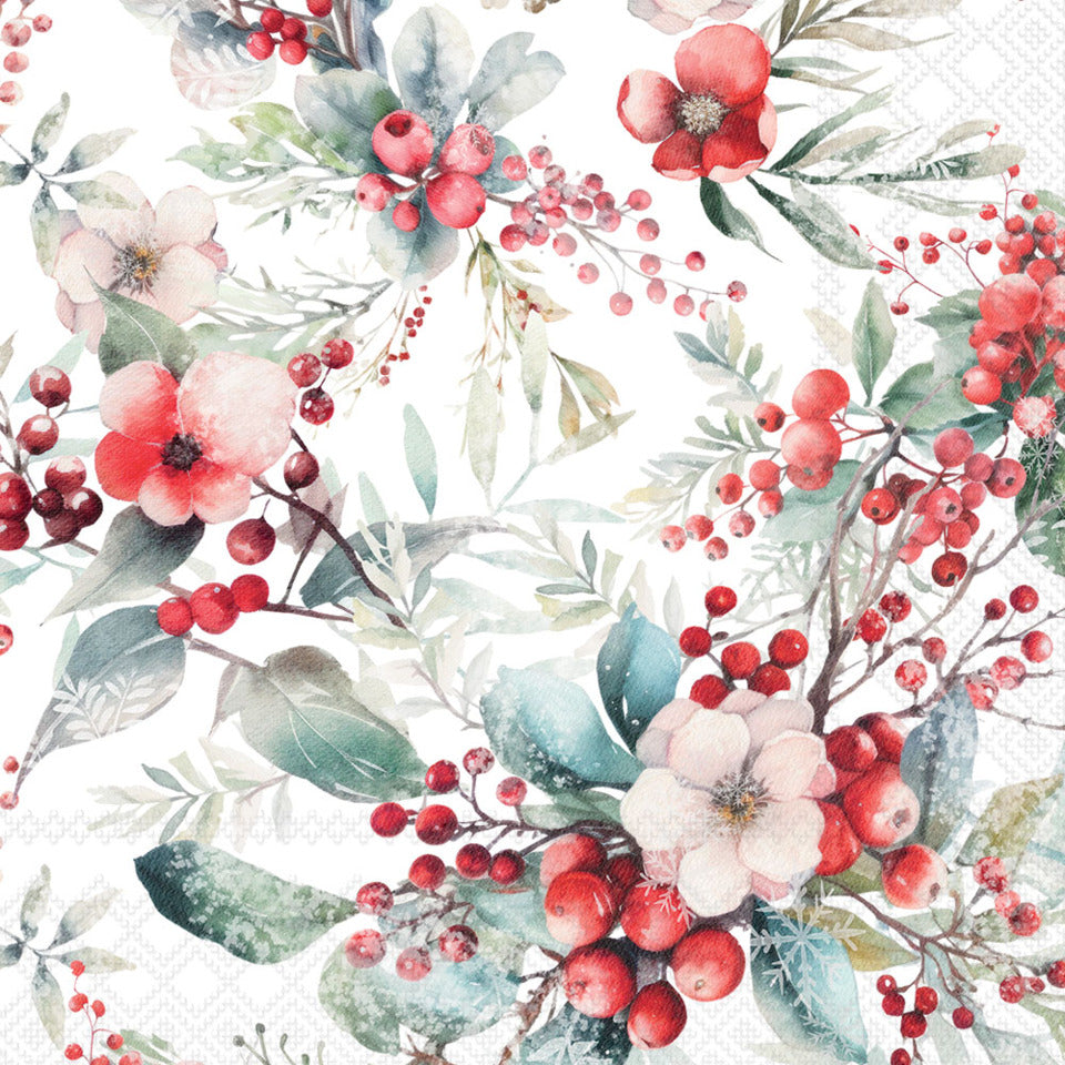 Weihnachts-Motivserviette Winterbeeren, 33 x 33 cm, 3-lagig, 20 Stück AMBIENTE 33320955 AMBIENTE 33320955 20ST