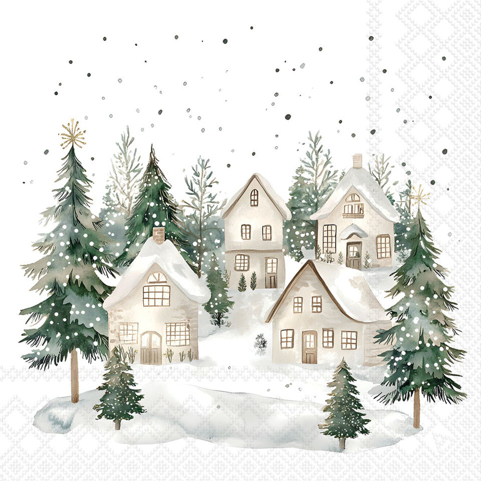 Weihnachts-Motivserviette Häuser, 33 x 33 cm, 3-lagig, 20 Stück AMBIENTE 33320995 AMBIENTE 33320995 20ST