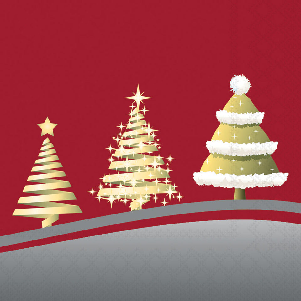 Weihnachts-Motivserviette drei Bäume, 33 x 33 cm, 3-lagig, 20 Stück AMBIENTE 33321127 AMBIENTE 33321127 20 ST