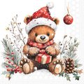 Weihnachts-Motivserviette Teddys Geschenk, 25 x 25 cm, 3-lagig, 20 Stück AMBIENTE 32520985 AMBIENTE 32520985 20ST