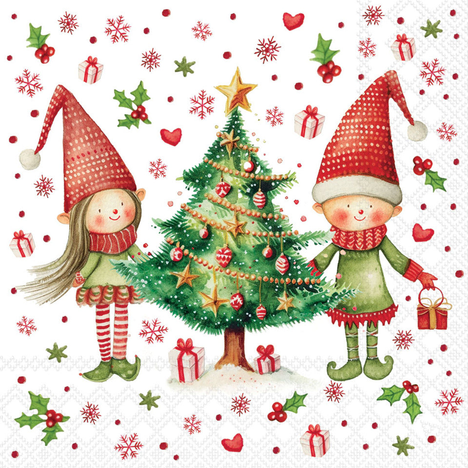 Weihnachts-Motivserviette Elfen, 25 x 25 cm, 3-lagig, 20 Stück AMBIENTE 32521075 AMBIENTE 32521075 20ST