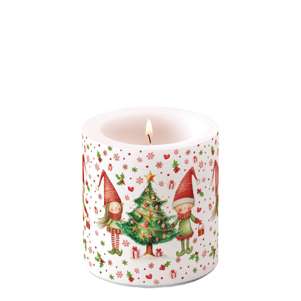 Weihnachtskerze Elfen am Baum, Ø 7,5 x 9 cm AMBIENTE 39221075