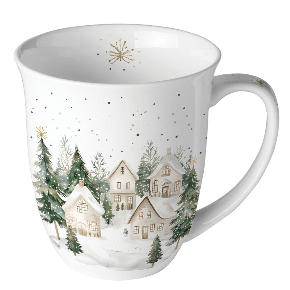 Weihnachts-Kaffeebecher verschneite Häuser, 0,4 l AMBIENTE 38420995