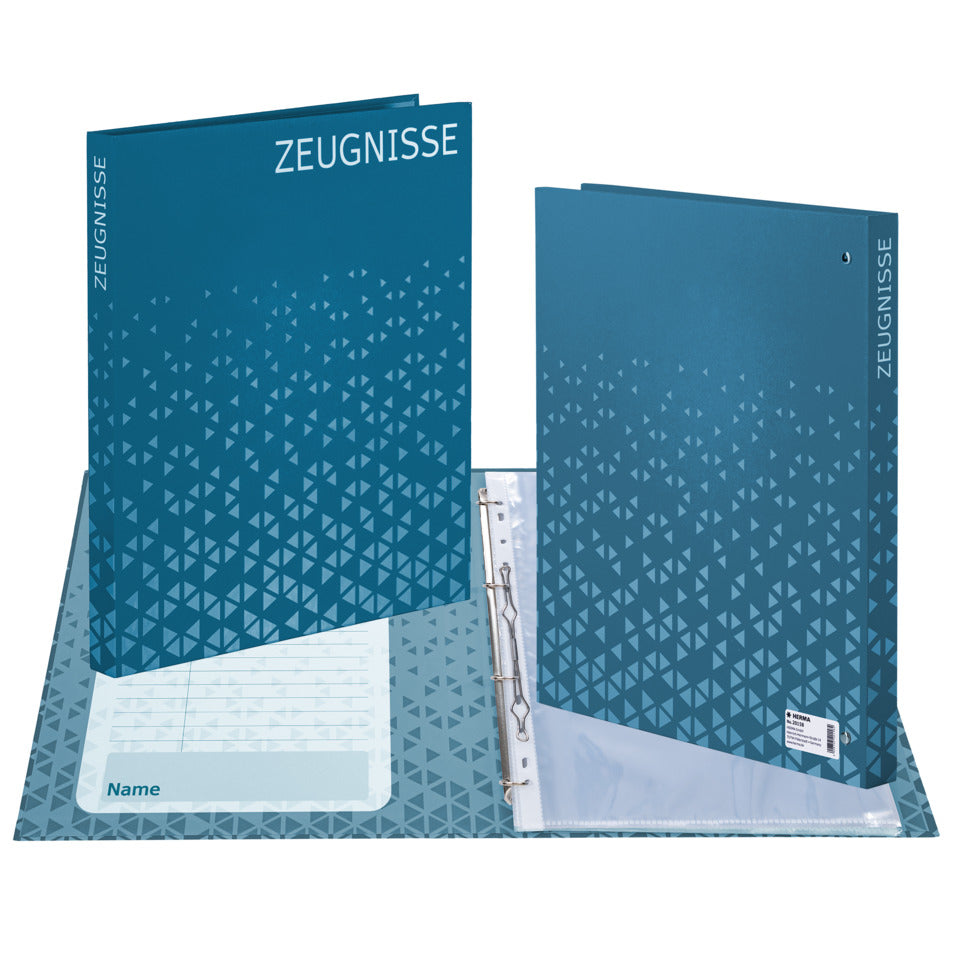 Zeugnis-Ringbuch, A4, 4-Ringe, 10 Hüllen, blau HERMA 20158 HERMA 20158  incl. 10 Hüllen, A4/4R.
