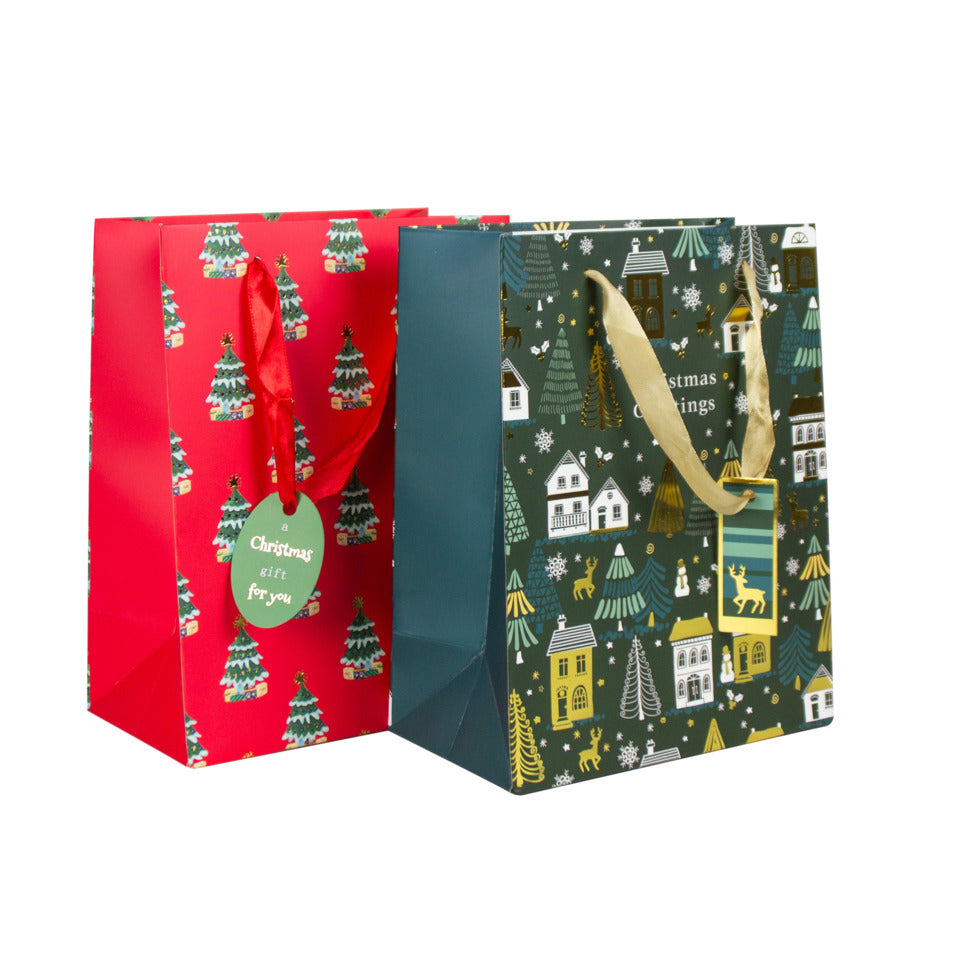 Weihnachten Geschenktragtasche Baum/Stadt 23x18x10cm sortiert DONAU 58650 DONAU home 58650 23x18x10cm sortiert