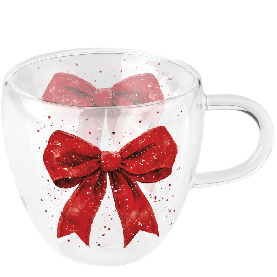 Weihnachts-Teeglas rote Schleife, 0,2 l, doppelwandig AMBIENTE 34421325