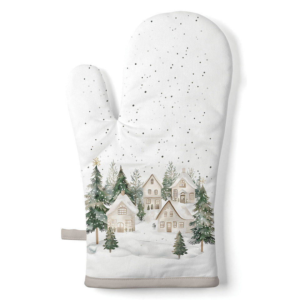 Weihnachts-Ofenhandschuh verschneite Häuser, 18 x 30 cm, Baumwolle AMBIENTE 36420995