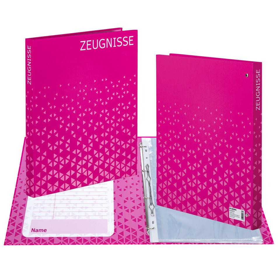 Zeugnis-Ringbuch, A4, 4-Ring, 10 Hüllen, pink HERMA 20173 HERMA 20173  incl. 10 Hüllen A4/4R.