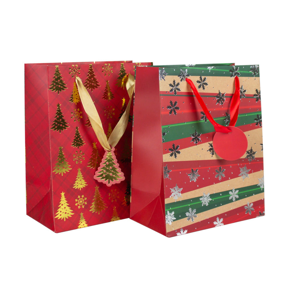 Weihnachten Geschenktragtasche Baum/Flocke  23x18x10cm sortiert DONAU 58649 DONAU home 58649 23x18x10cm  sortiert