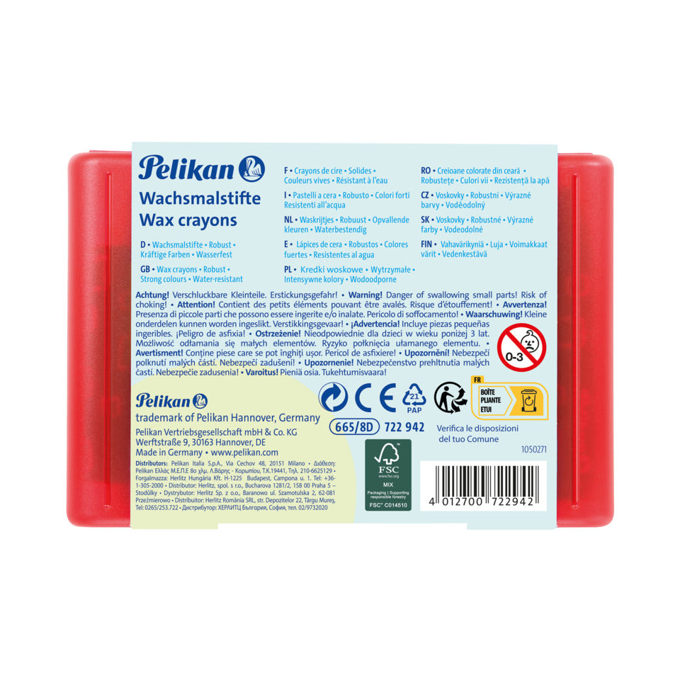 Wachsmalstiftetui wasserfest, 8 Stück, rot PELIKAN 300008324 PELIKAN 300008324 722942 665/8D