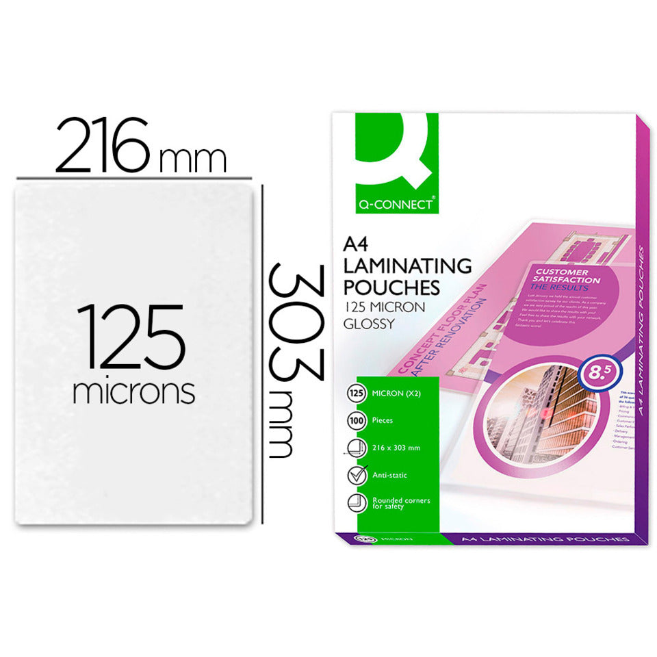 Laminierhülle, A4, 2 x 125 µm, glänzend, 100 Stück Q-CONNECT KF04116 Q-CONNECT KF04116 100ST