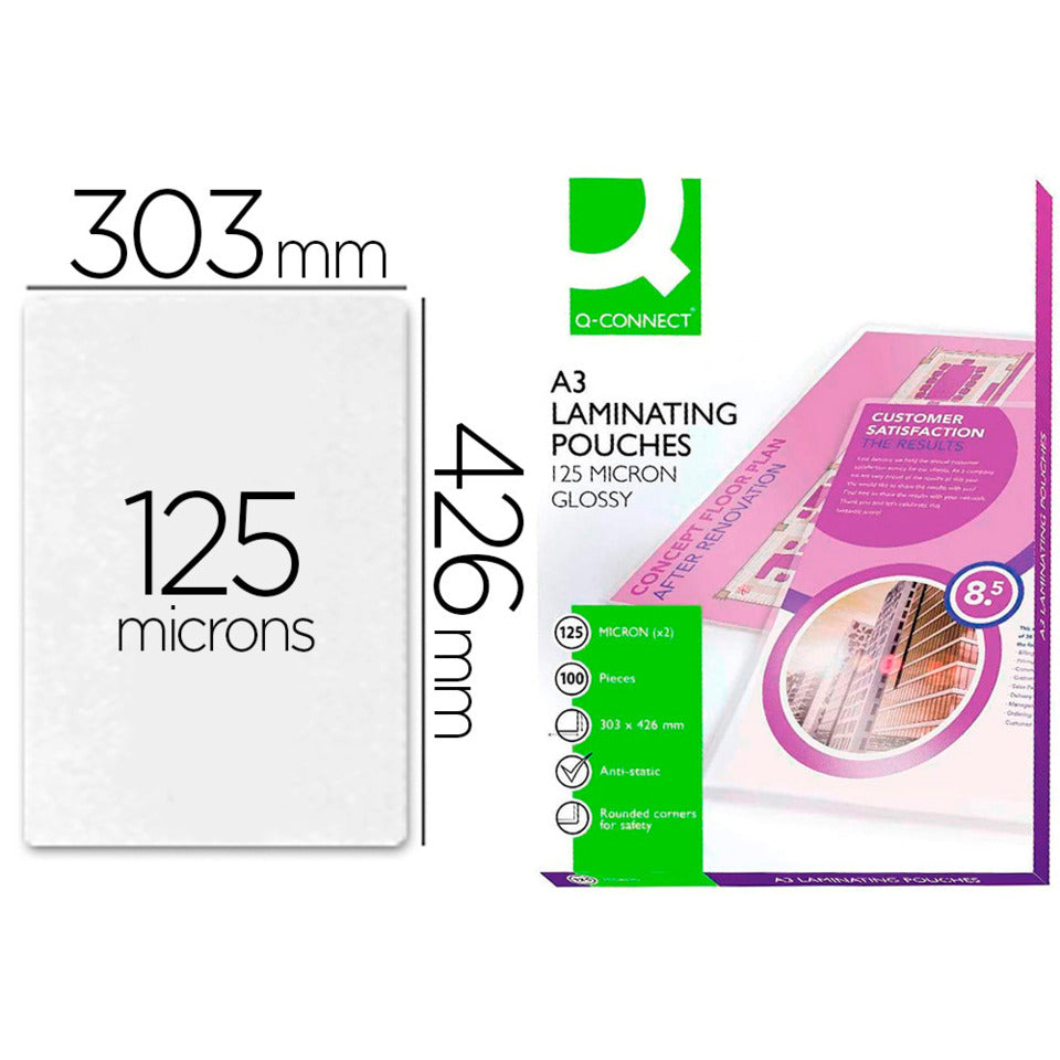 Laminierhülle, A3, 2 x 125 µm, glänzend, 100 Stück Q-CONNECT KF04124 Q-CONNECT KF04124 100ST