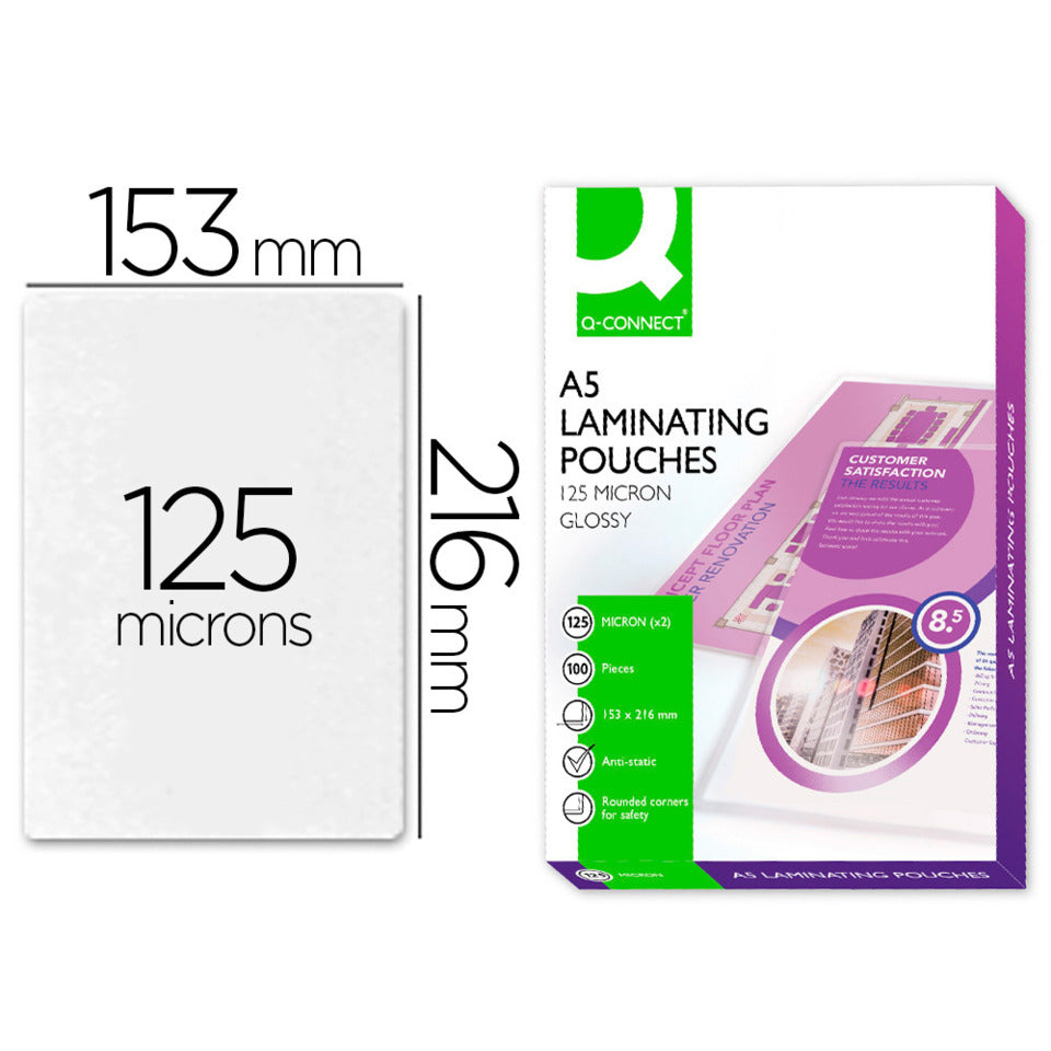 Laminierhülle, A5, 2 x 125 µm, glänzend, 100 Stück Q-CONNECT KF04108