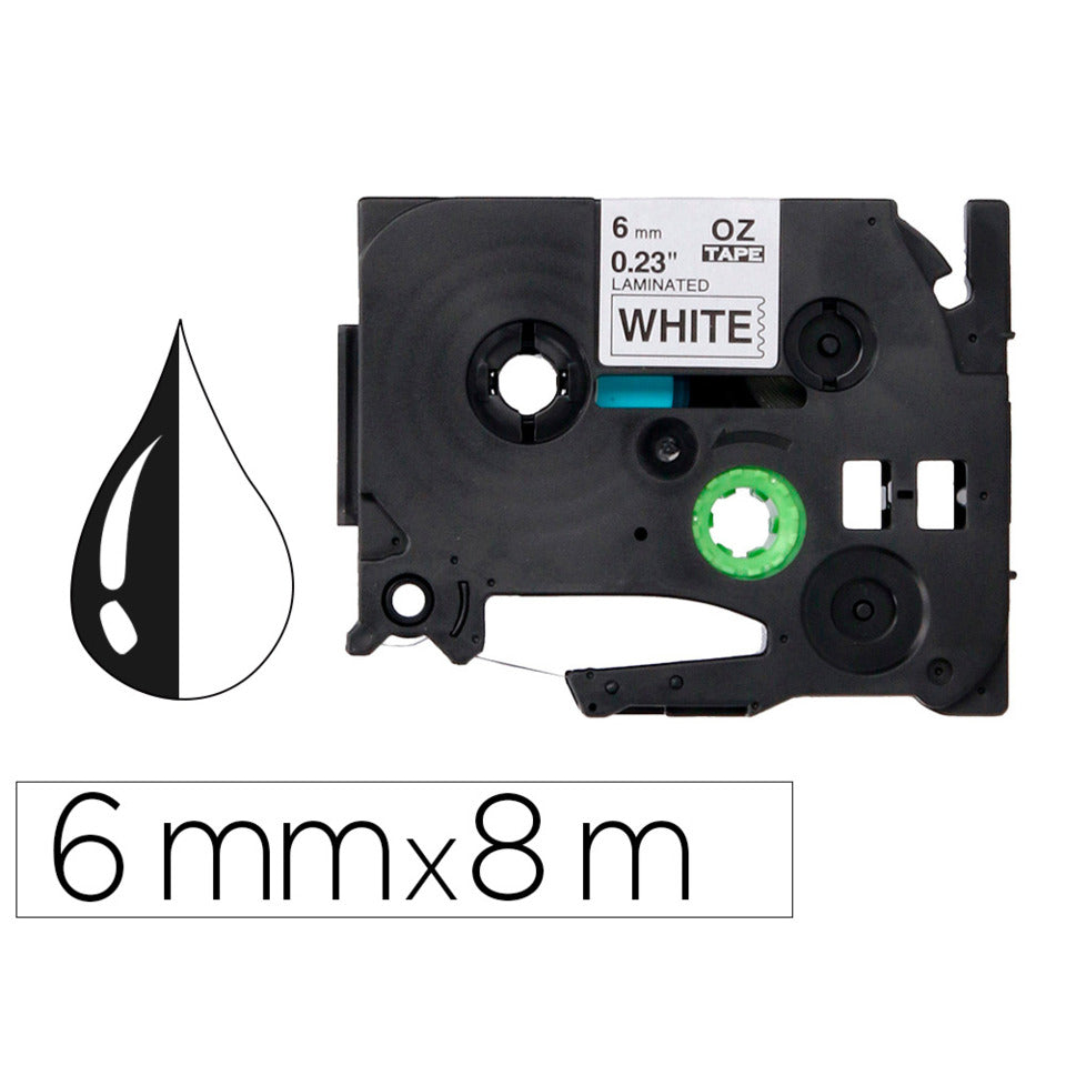 Schriftband, 6mmx8m, schwarz/weiß Q-CONNECT KF18795 Q-CONNECT KF18795 6mm 8m kompatibel