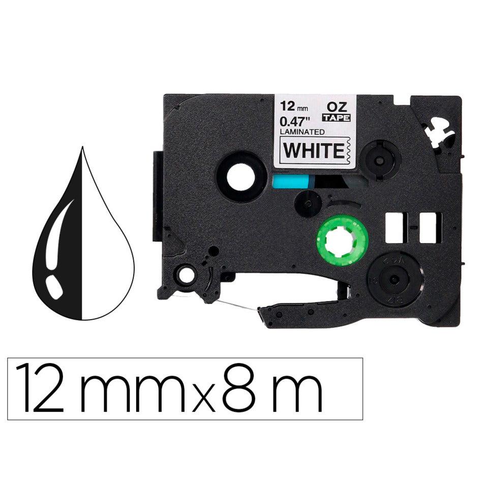 Schriftband, 12mmx8m, schwarz/weiß Q-CONNECT KF18797 Q-CONNECT KF18797 12mm 8m kompatibel