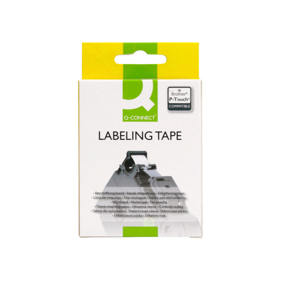 Schriftband, 12mmx8m, schwarz/weiß Q-CONNECT KF18797 Q-CONNECT KF18797 12mm 8m kompatibel